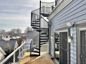 Stairs to the rooftop deck