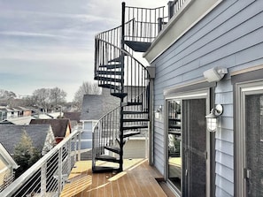 Stairs to the rooftop deck