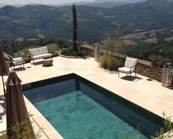Stunning green marble pool with amazing panorama