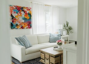 This bright and airy living room is the perfect place to relax
