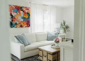 This bright and airy living room is the perfect place to relax