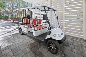 Courtesy use of a 6-seater golf cart included with your stay