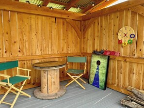 Challenge each other to a friendly game of ring darts or corn hole in your private outdoor area and gazebo.