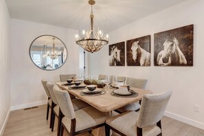 Stunning Dining Room Area With Seating For 8 People