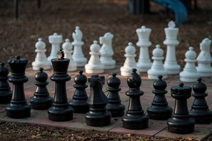 Life-sized chess and checkers