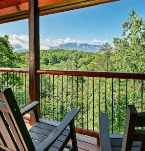 Amazing mountain views from one of the cabin's three private decks.