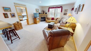Living Room has Flatscreen, Gas Fireplace - Living Room has Flatscreen, Gas Fireplace