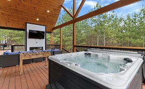 Bask in bubbling bliss in the private hot tub