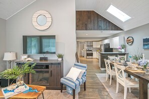Cozy living room TV and electric fireplace 