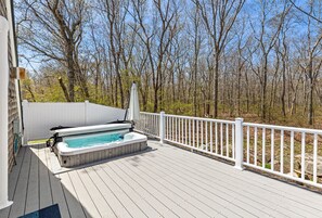 Soak under the stars in this private 4-person hot tub—perfect for winding down after a beach day.