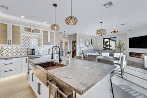 Natural stone kitchen island