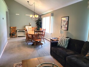 Living and dining areas are open concept