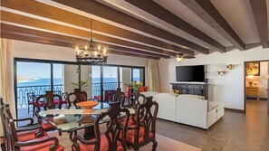 Elegant dining & oceanview lounge at Vista Encantada Los Cabos resort..