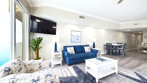 Living area with stylish furnishings