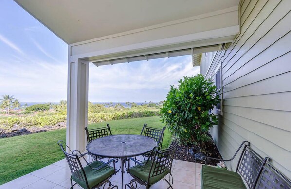 Lanai with golf course view