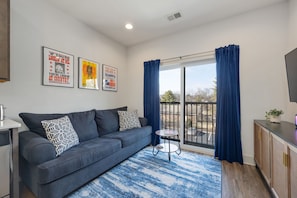 The bright and comfy living area.