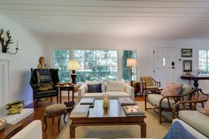 Living Room 1 is a welcoming space to gather, relax, and share stories.