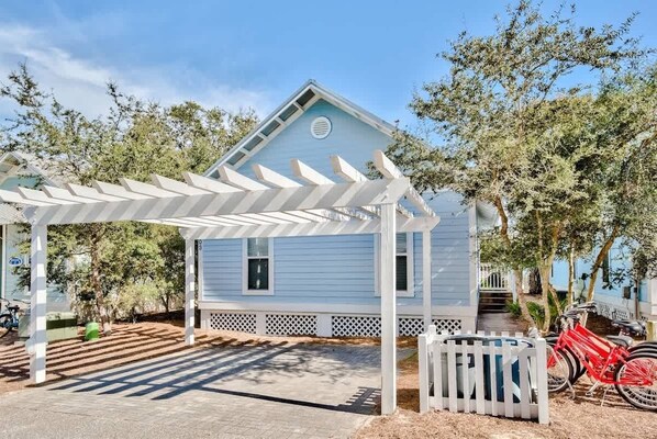 Exterior: On-site parking for 2 cars in driveway, bikes