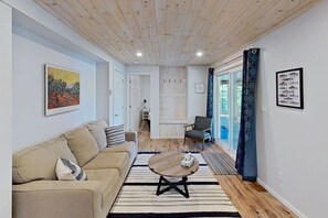 Enjoy the view of the lake and the outdoors from the comforts of this cozy den. The couch also turns into a pull out if you want to have extra sleeping space