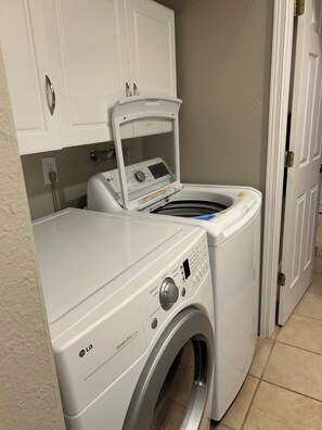 laundry in main bathroom entrance