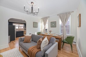 Our beautiful open plan concept of dining room that has natural sunlight
