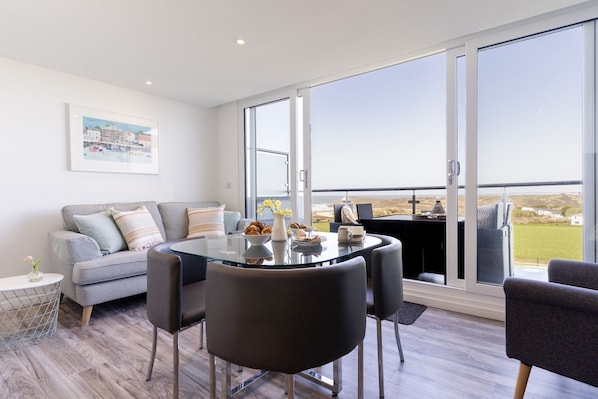 Living room at Beachview, Crantock, Cornwall, self catering with Beach Retreats.