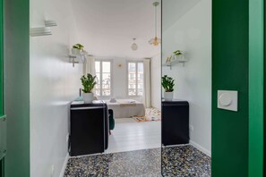 The open-plan living, kitchen and dining area