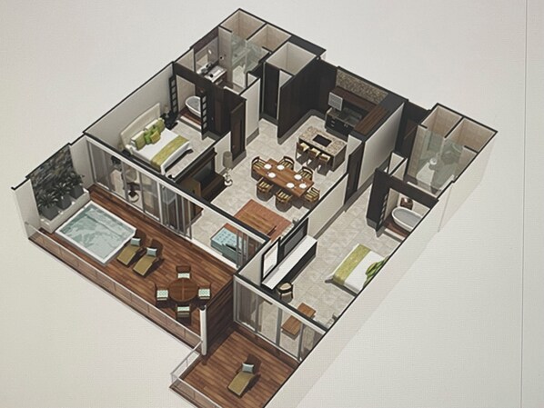 Floor Plan (2nd bedroom can be 1 King or 2 Doubles)