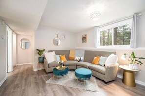 Bright, cozy, and retro modern. The plants are even real!