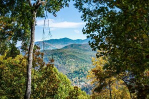 Stunning Smoky Mountain views from both decks at Bear Den Retreat.
