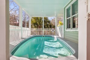 Swim in the only screened-in saltwater pool on the island! (heat optional!)
