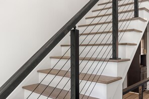 Handsome cable railing on stairs