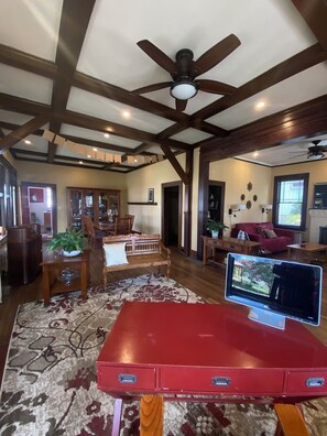 From morning desk through to Dining room. Kitchen beyond.