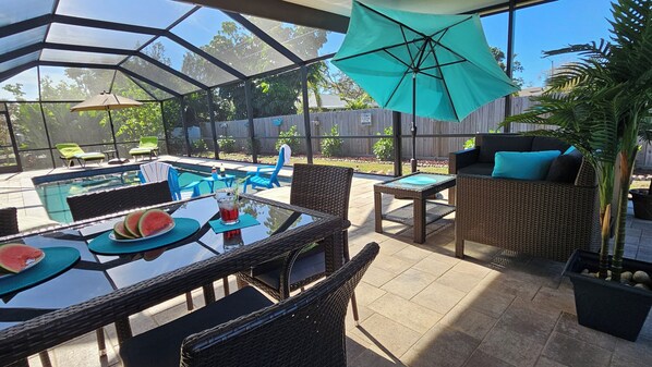 Large Patio at Villa Happy Gator Pool