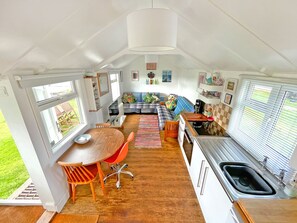 Open Plan Living Area View 2 - Seaside Hut - Bacton Beach - Norfolk Coast