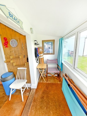 Open Plan Living Area Porch - Seaside Hut - Bacton Beach - Norfolk Coast