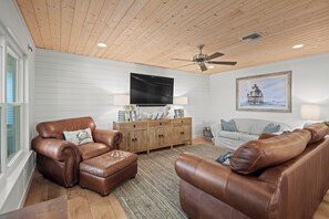 Unwind in this comfy living room after a long day of fishing.