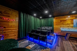 Your very own theater with a popcorn maker for legendary movie nights!