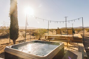 Hot tub open year round, cowboy pool open April-Sept months.