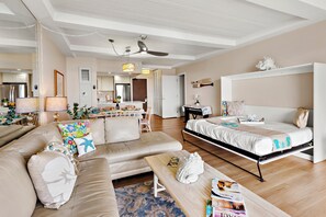 Living room area with murphy bed