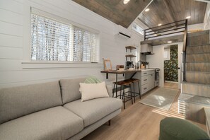 view of living space and kitchenette