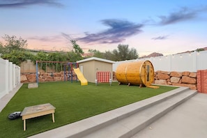 Shared backyard amenties are mixed with private amenties, see listing for detail