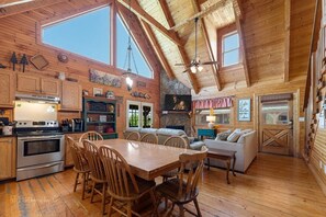 Indoors, Hardwood, Stained Wood, Dining Room, Dining Table