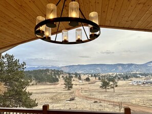 Stunning view of Pikes Peak from the large front porch