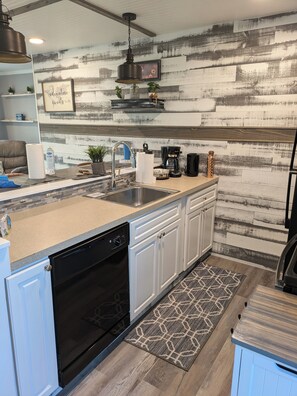 Kitchen overlooking the living room 