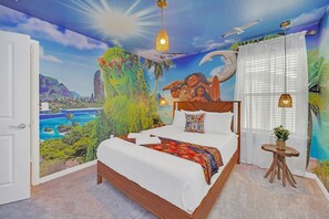 Relax in a comfy king bed oasis.
