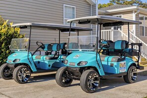 Luxury on wheels, ready when you are. Rent one of our premiums carts now! Both 4 and 6 seater options available!