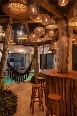 Impressive bar area lighting.