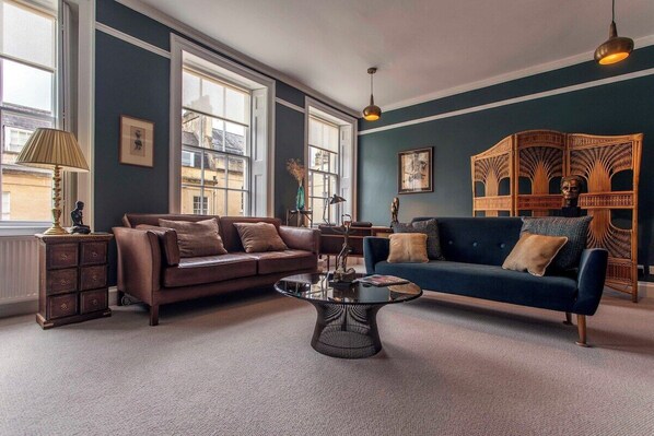 Stunning drawing room filled with antiques and treasures