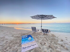 The Private Beach right across the street is perfect! Chairs & Umbrella included